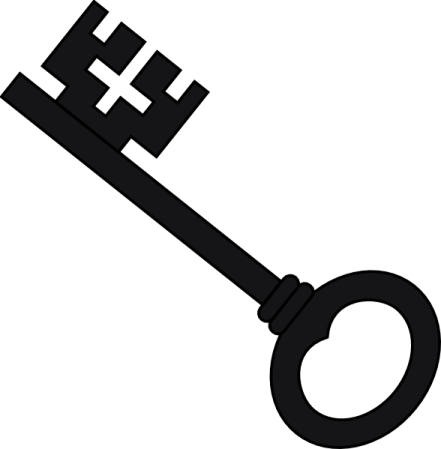 a black and white image of a key