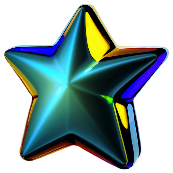 a blue and yellow star on a white background