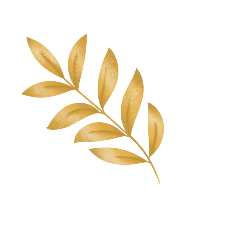a gold leaf on a white background