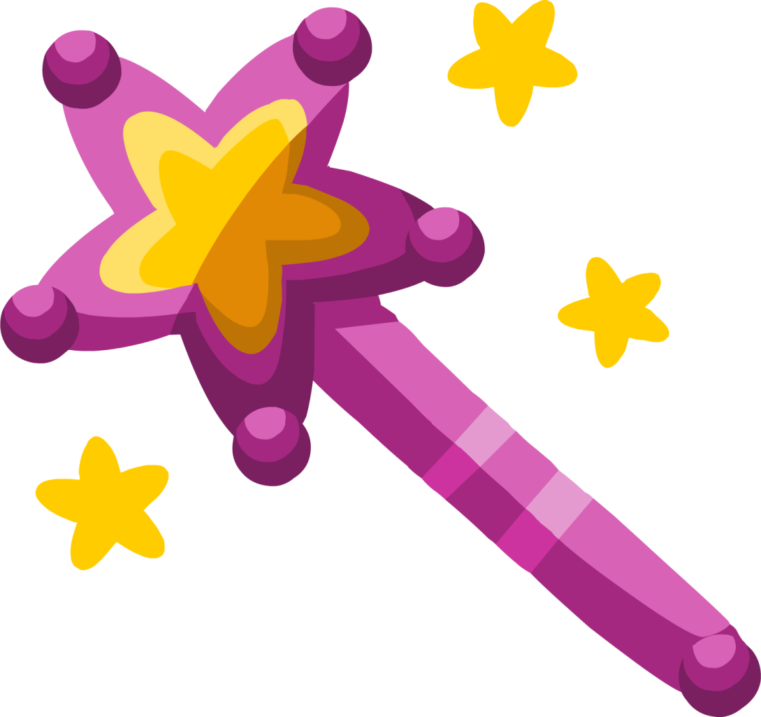 a purple wand with yellow stars on it
