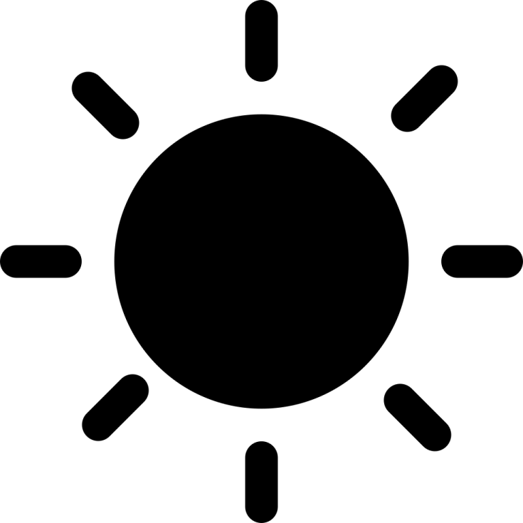a black and white sun icon