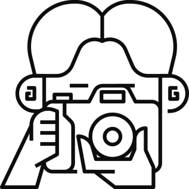 a black and white image of a camera