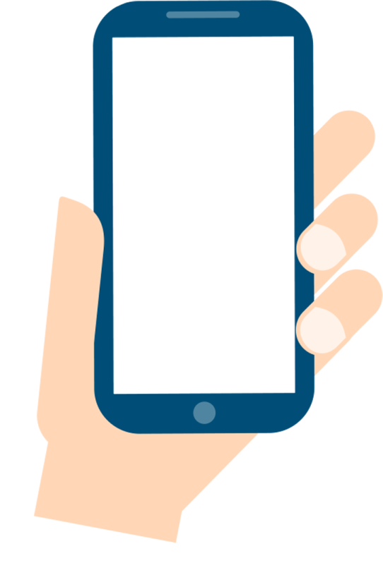a hand holding a phone with a blank screen