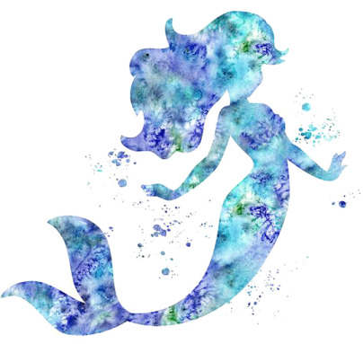 a watercolor mermaid silhouette on a white background