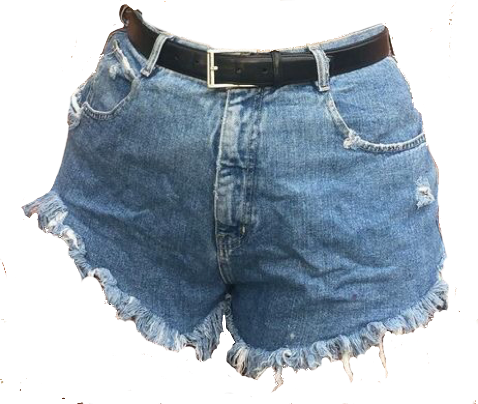 a pair of denim shorts on a white background