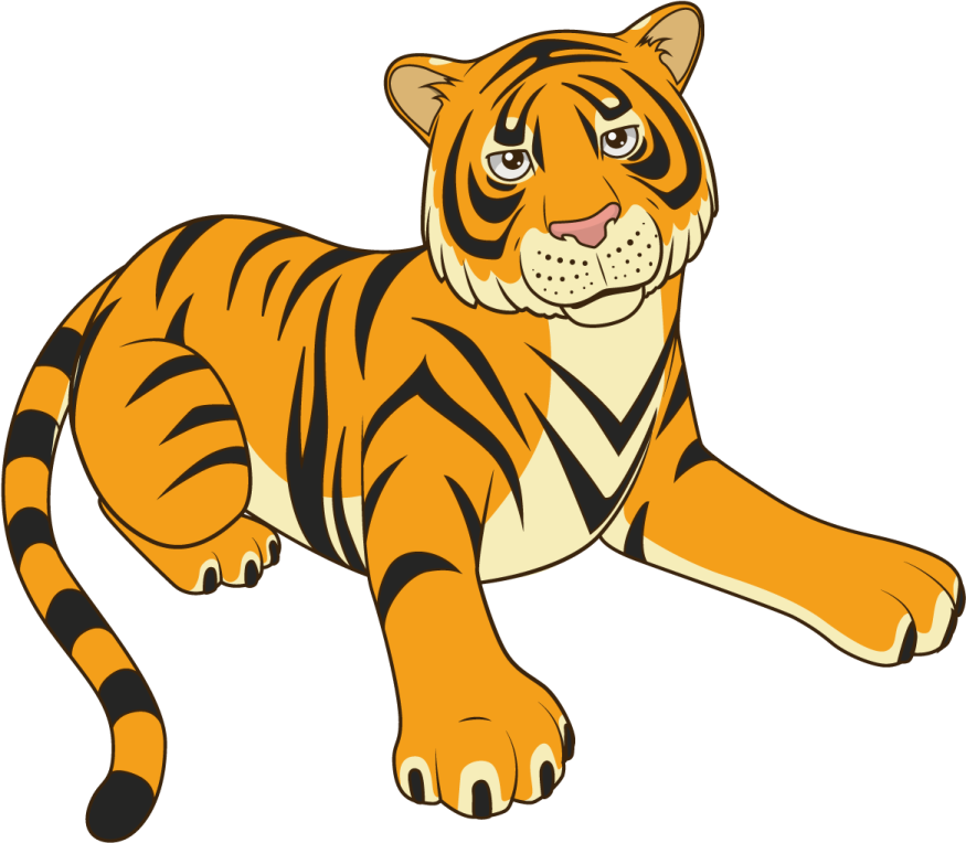 a cartoon tiger laying down