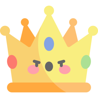 a yellow crown with colorful circles around it