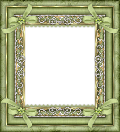a green frame with flowers and leaves on it