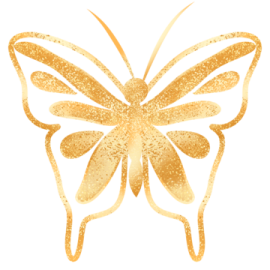 a golden butterfly on white background