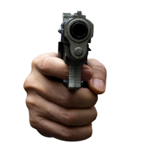 a person holding a gun in their hand