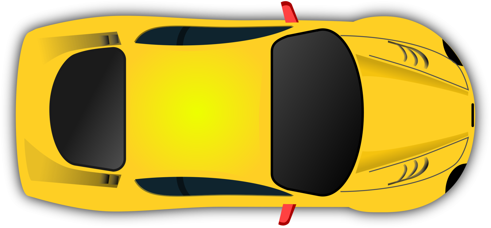 the top view of a yellow car