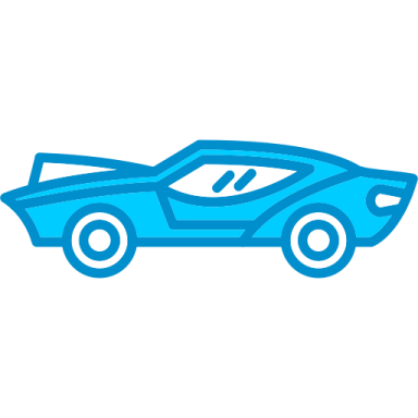a blue car icon on a white background