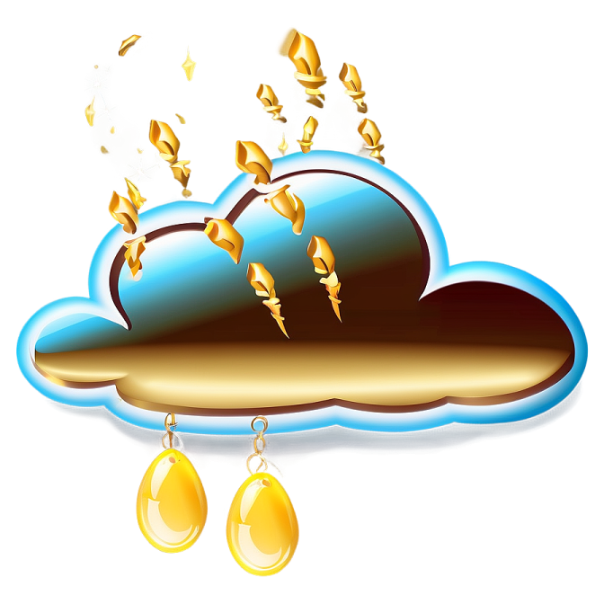 a cloud with gold coins flying out of it
