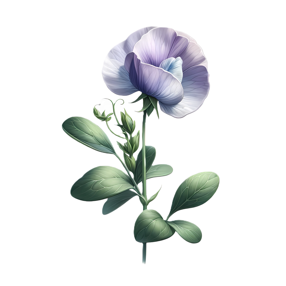 a purple flower on a white background