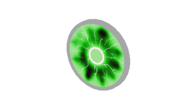 an image of a green eye with lightning