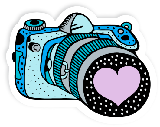 a camera with a heart on it