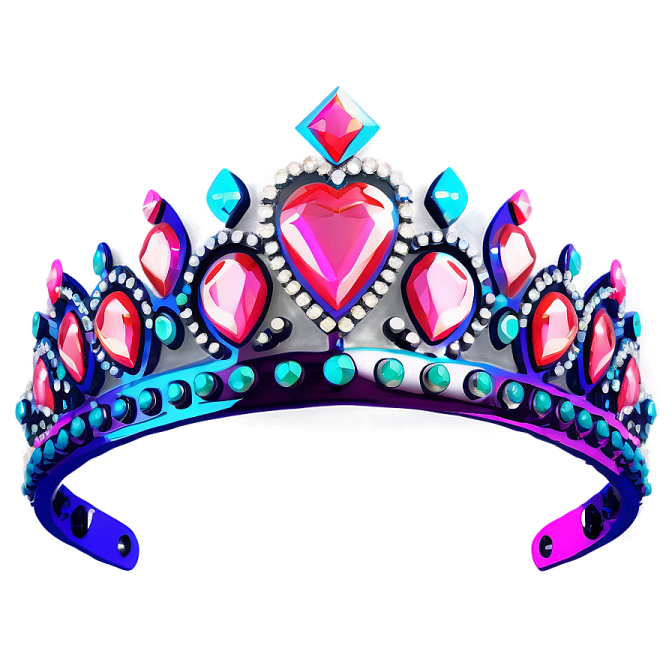 a pink and blue crown with jewels on it