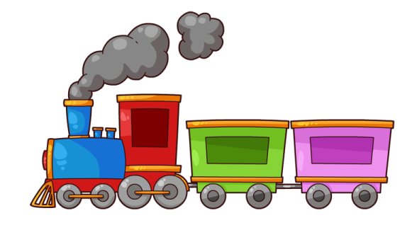 a cartoon train with smoke coming out of it