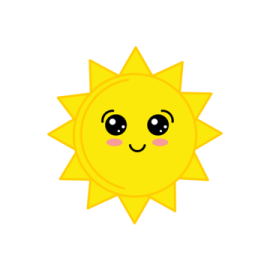 a cartoon sun with a smiling face
