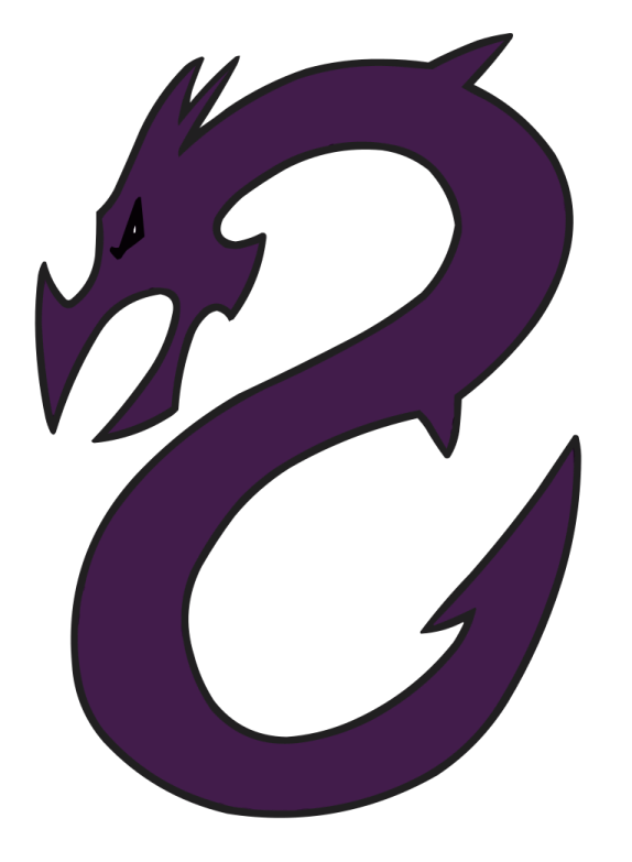 a purple and black dragon with the letter s
