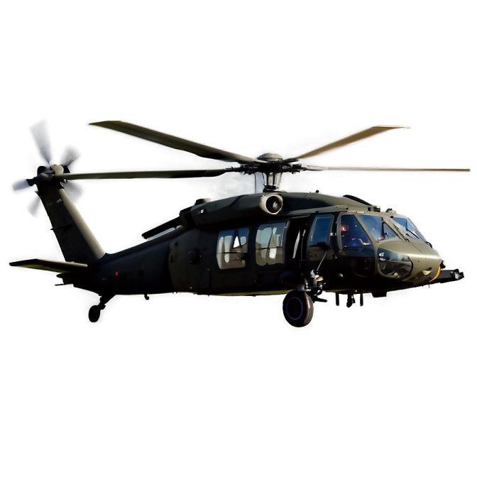 a black helicopter flying in the sky