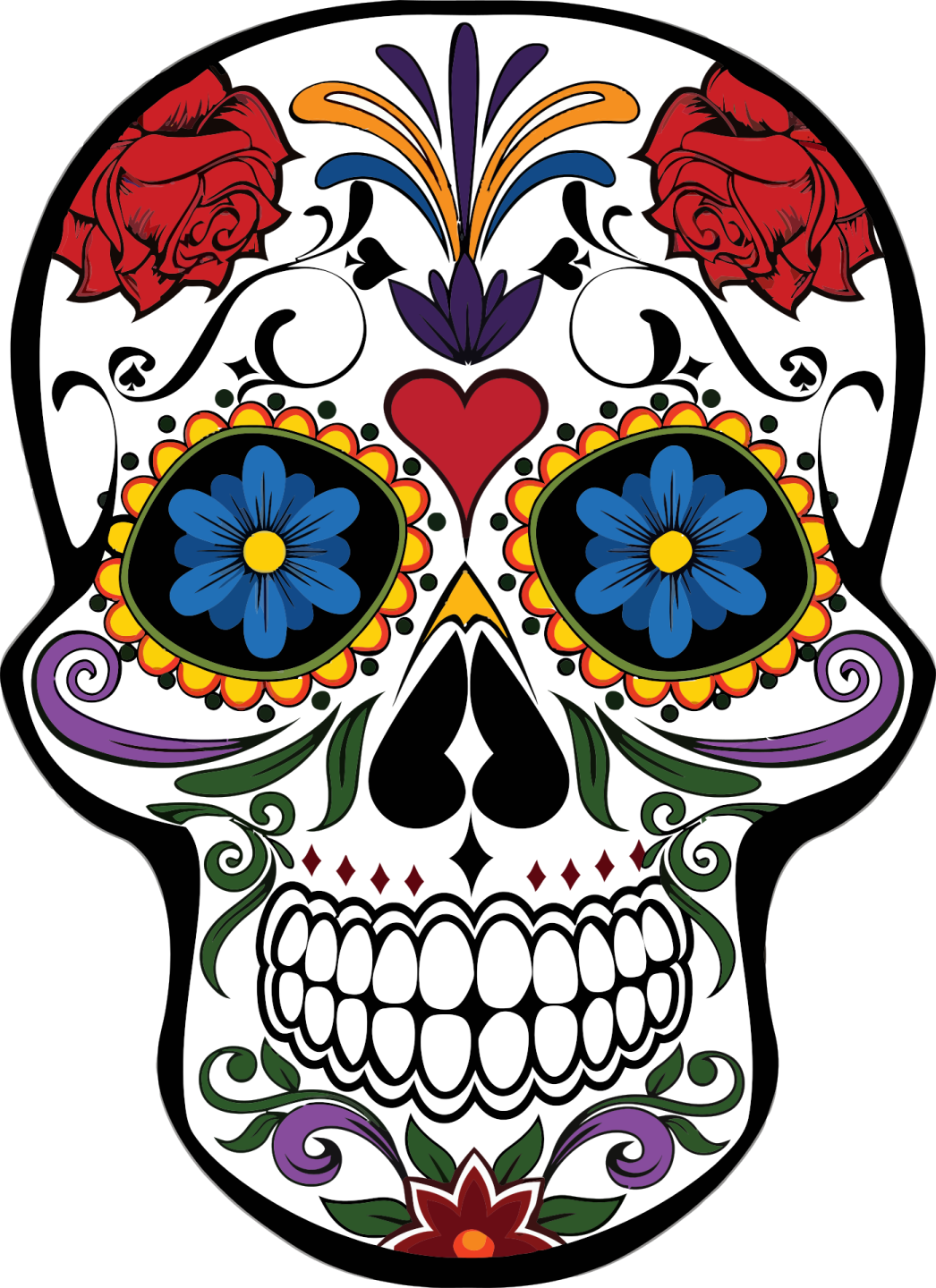 a sugar skull with roses on it