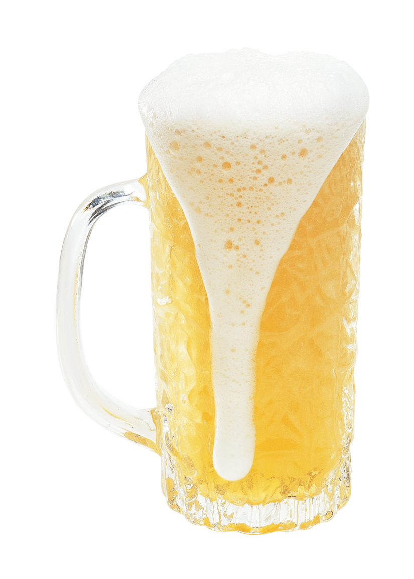 a glass of beer on a white background