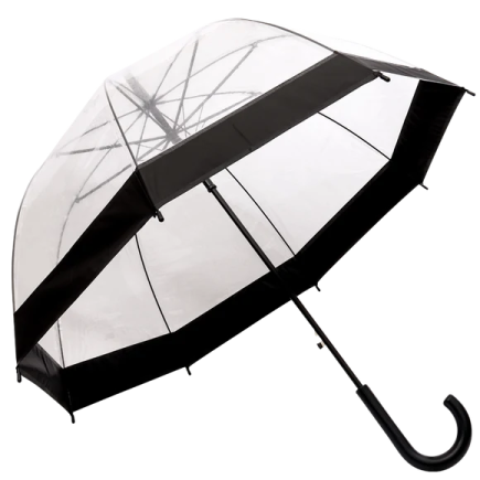 a black and white umbrella on a white background