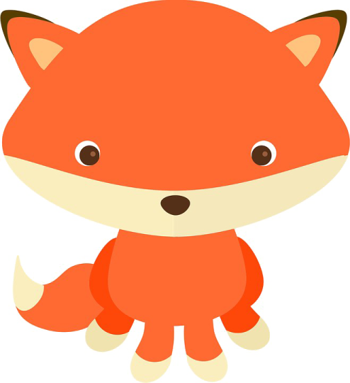 a red fox sitting down on the ground