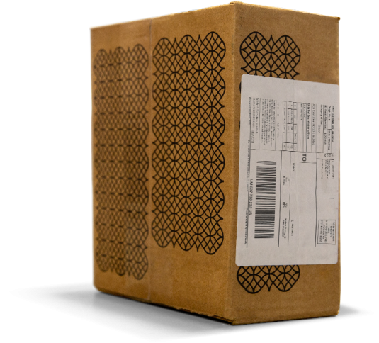 a cardboard box with a label on it