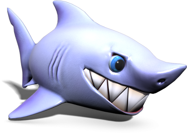a cartoon shark with its mouth open