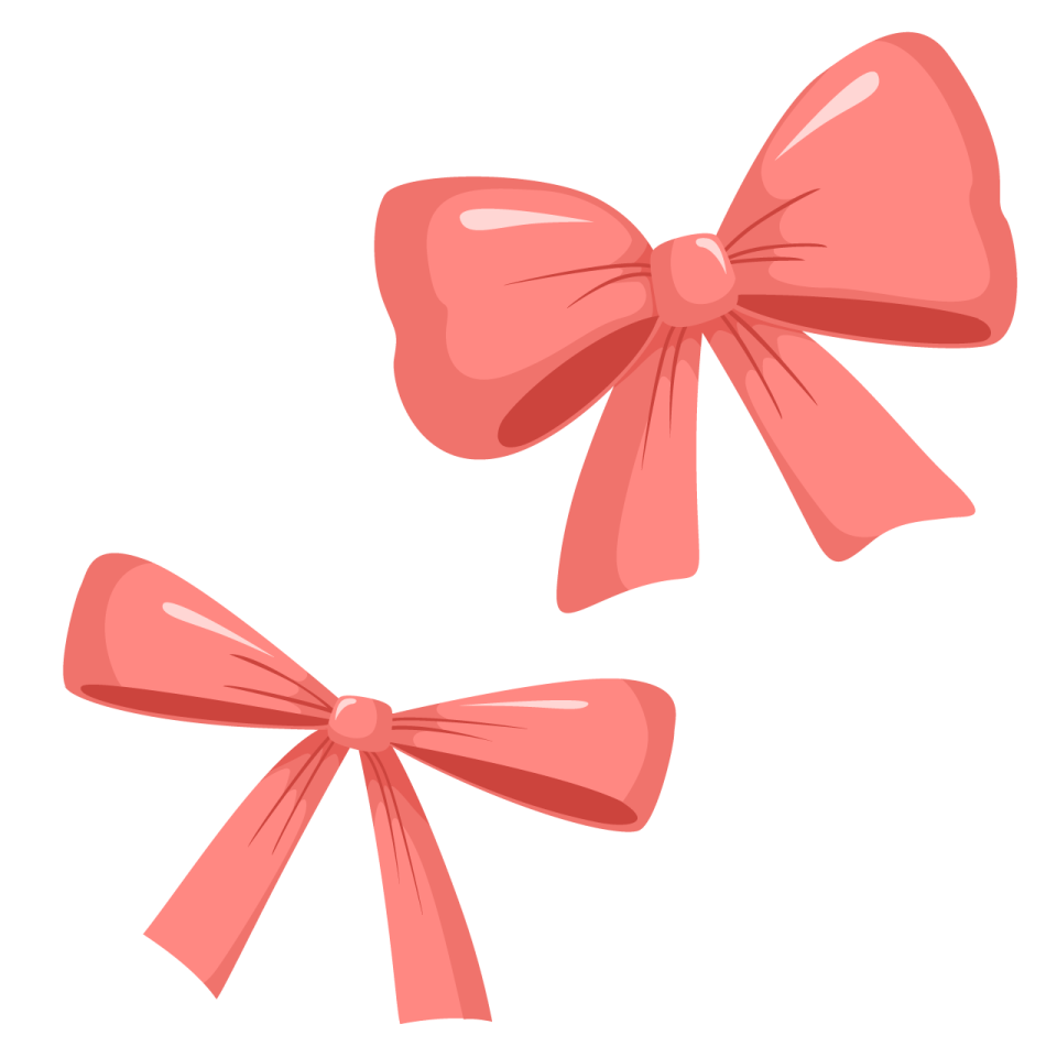 two pink bows on a white background