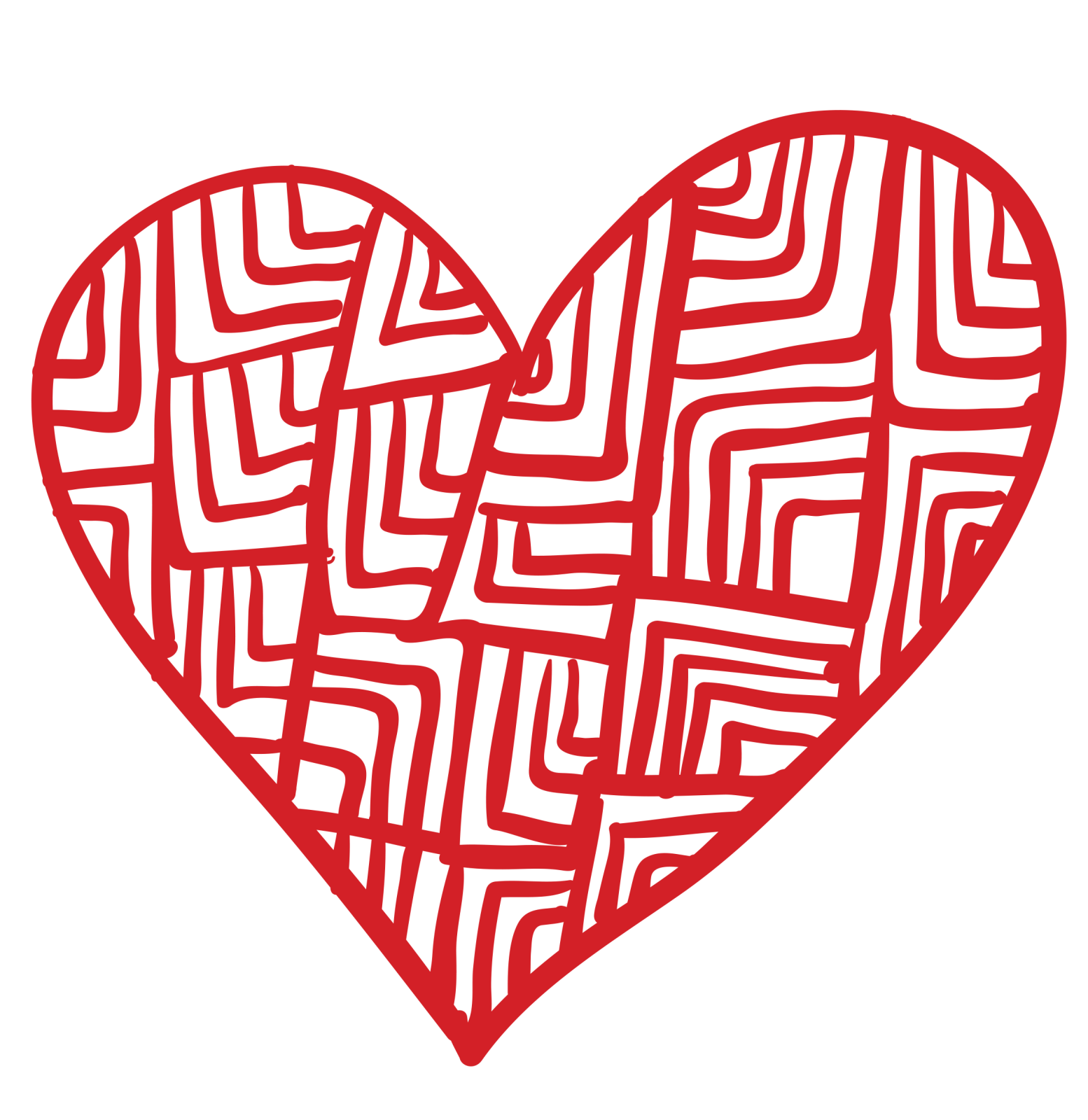 a red heart with an abstract pattern on it