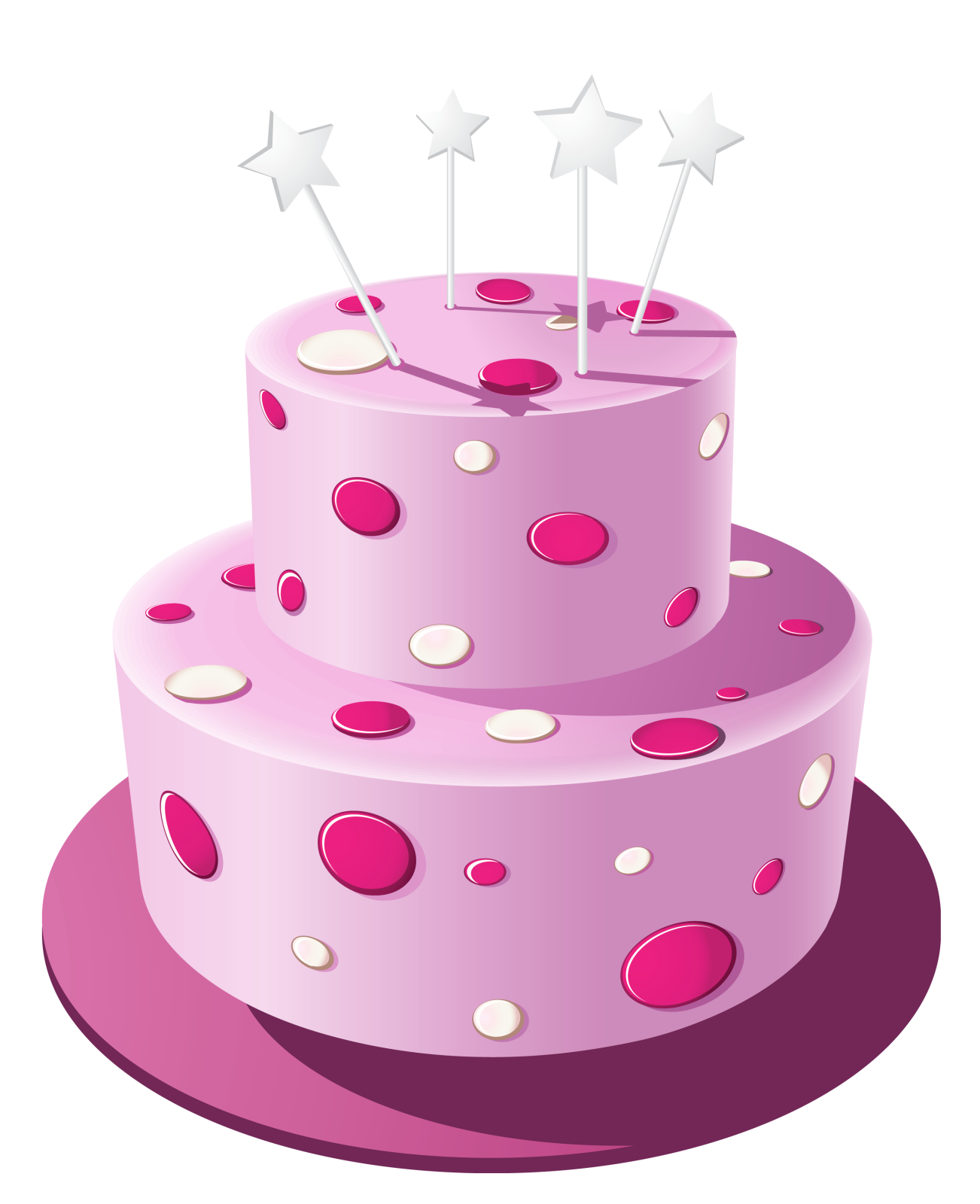 a pink cake with white stars on top