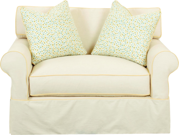 a chair with two pillows on it