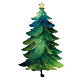 a watercolor christmas tree on a white background
