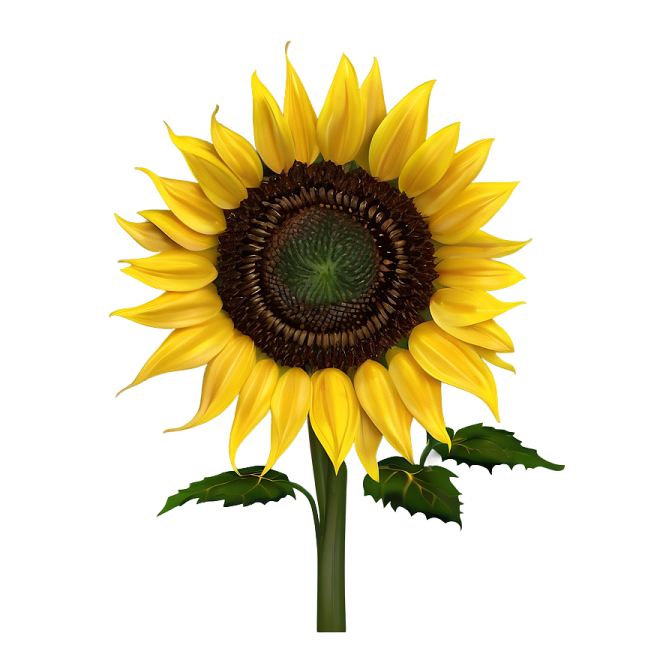 a sunflower is shown on a white background