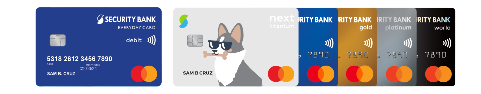 two credit cards with different colors and designs