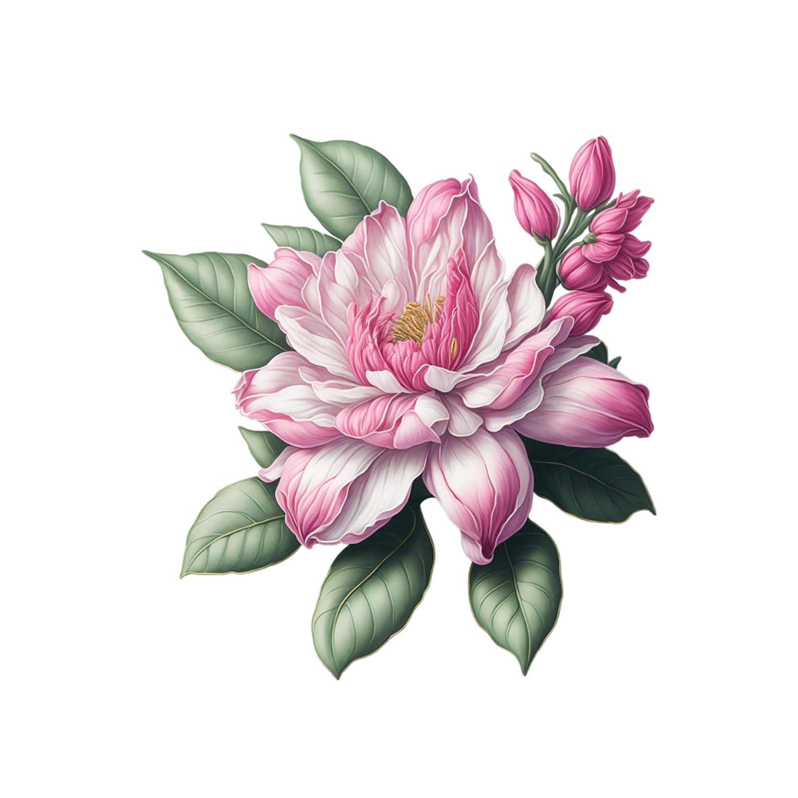 a pink flower on a white background