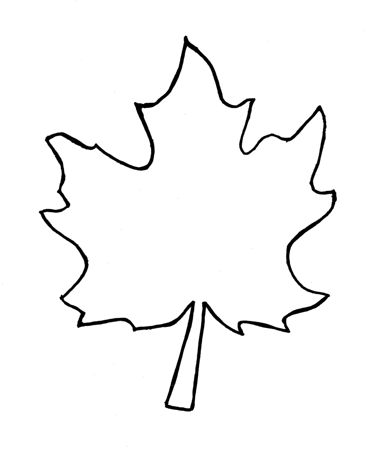 a black and white drawing of a maple leaf