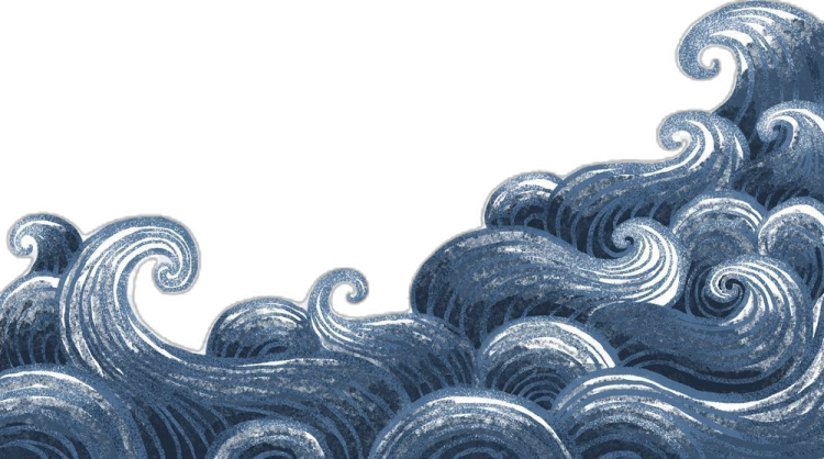a drawing of waves on a white background