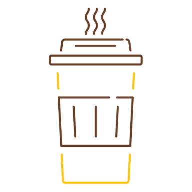 a coffee cup with steam coming out