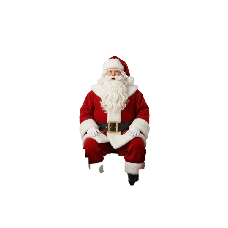 a santa claus sitting on a white background