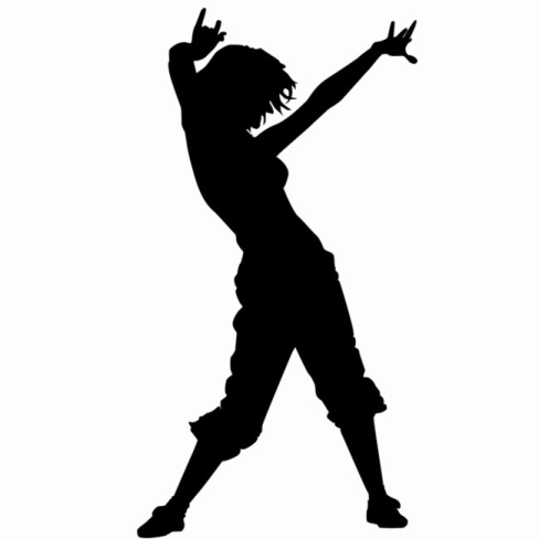 a silhouette of a woman dancing