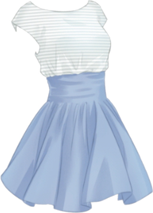 a white and blue dress with stripes on it