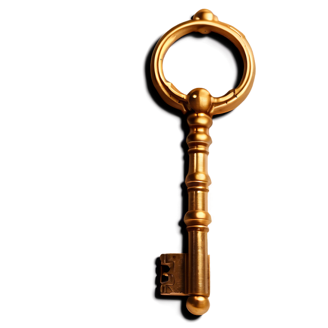 a golden key on a white background