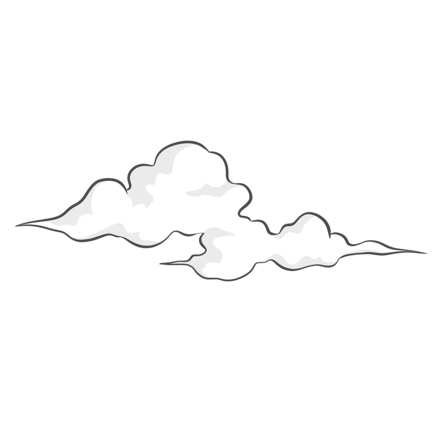 a black and white drawing of clouds