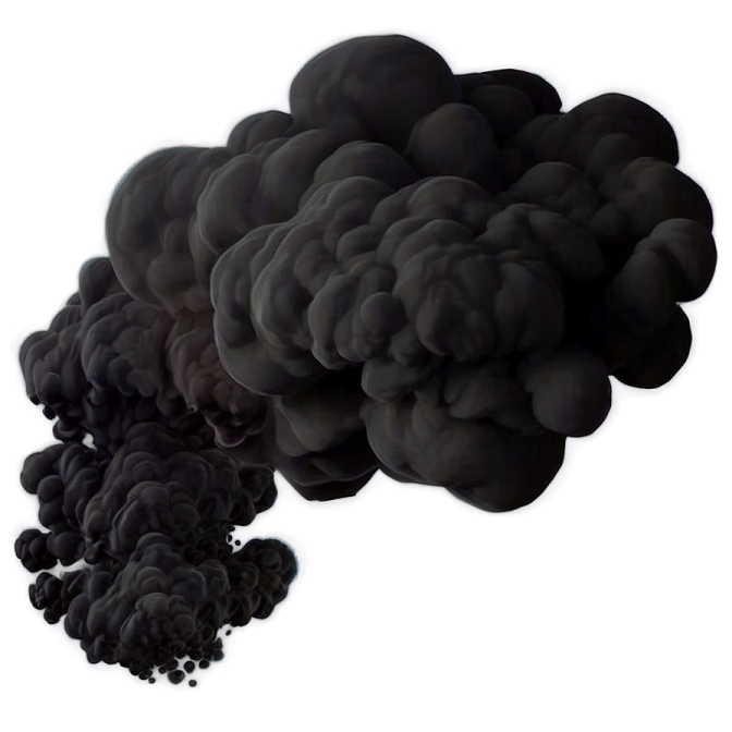 a pile of black smoke on a white background