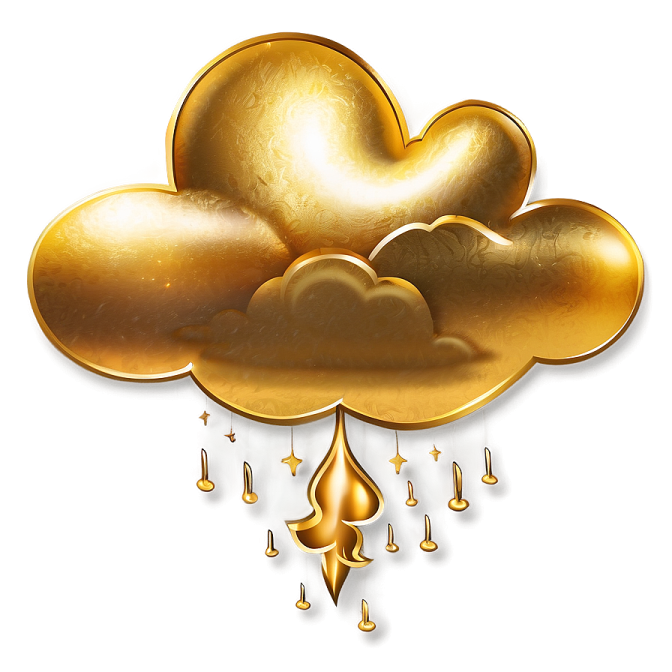 a gold cloud with rain drops