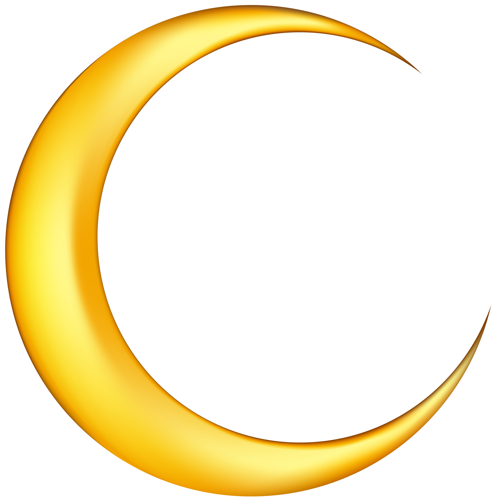 a yellow crescent on a white background